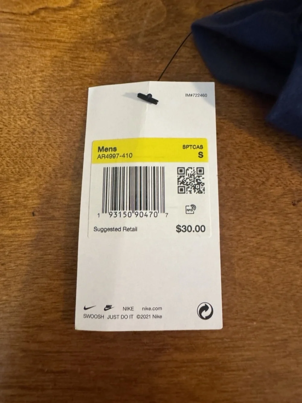 Nike NWT Small Solid Blue 100% Cotton Crewneck Short Sleeve T-Shirt